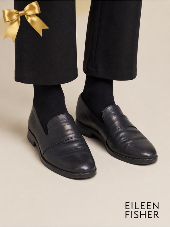 Eileen Fisher Shoes - Eileen Fisher Black Leather Banded Loafers Women’s 6.5